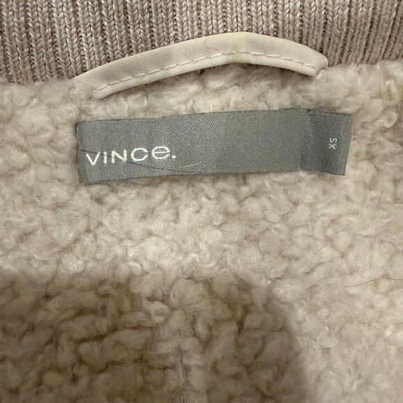 Vince Hooded Bomber Jacket XS Ceramic Cream Faux Fur Lined - Picture 7 of 13